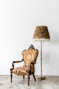brown Royal Chair with lamp Royalty Free Stock Photo