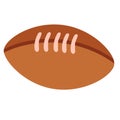 Brown rugby ball, flat, isolated object on a white background, vector illustration,