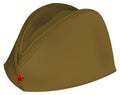Brown russian retro soldiers cap with red star Royalty Free Stock Photo