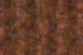 Brown rusty background. Old metal texture. Heavy burned metal surface. Abstract corrosion copper wall background.