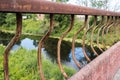 Brown rusty bridge railings