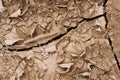 Brown rusty grunge background. Abstract texture of dry clay ground with large cracks on earth soil Royalty Free Stock Photo