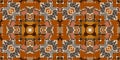 Brown safari animal print patchwork seamless border pattern. Natural quilt clash damask style in brown printed fabric Royalty Free Stock Photo