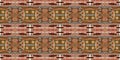 Brown safari animal print patchwork seamless border pattern. Natural quilt clash damask style in brown printed fabric