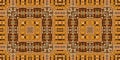 Brown safari animal print patchwork seamless border pattern. Natural quilt clash damask style in brown printed fabric