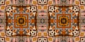 Brown safari animal print patchwork seamless border pattern. Natural quilt clash damask style in brown printed fabric