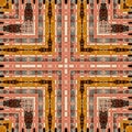 Brown safari animal print patchwork seamless pattern. Natural quilt clash damask style in brown printed fabric effect