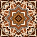 Brown safari animal print patchwork seamless pattern. Natural quilt clash damask style in brown printed fabric effect