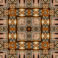 Brown safari animal print patchwork seamless pattern. Natural quilt clash damask style in brown printed fabric effect