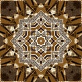 Brown safari animal print patchwork seamless pattern. Natural quilt clash damask style in brown printed fabric effect