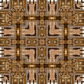 Brown safari animal print patchwork seamless pattern. Natural quilt clash damask style in brown printed fabric effect