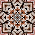 Brown safari animal print patchwork seamless pattern. Natural quilt clash damask style in brown printed fabric effect