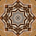 Brown safari animal print patchwork seamless pattern. Natural quilt clash damask style in brown printed fabric effect