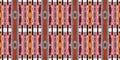 Brown safari animal print patchwork stripe seamless border pattern. Natural quilt clash style in brown printed fabric