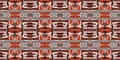 Brown safari animal print patchwork stripe seamless border pattern. Natural quilt clash style in brown printed fabric