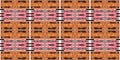 Brown safari animal print patchwork stripe seamless border pattern. Natural quilt clash style in brown printed fabric