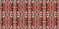 Brown safari animal print patchwork stripe seamless border pattern. Natural quilt clash style in brown printed fabric
