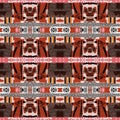 Brown safari animal print patchwork stripe seamless pattern. Natural quilt clash style in brown printed fabric effect