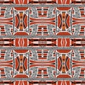 Brown safari animal print patchwork stripe seamless pattern. Natural quilt clash style in brown printed fabric effect