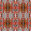 Brown safari animal print patchwork stripe seamless pattern. Natural quilt clash style in brown printed fabric effect