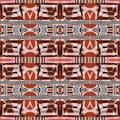 Brown safari animal print patchwork stripe seamless pattern. Natural quilt clash style in brown printed fabric effect