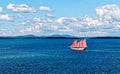Brown Sails On Four Masted Schooner