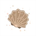 Brown sea shell, scallop. Vector flat illustration Royalty Free Stock Photo