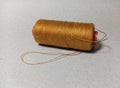 Brown sewing thread.