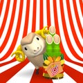 Brown Sheep And Kadomatsu On Striped Pattern Text Space Royalty Free Stock Photo