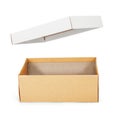 Brown shoe box on white background with clipping path. Royalty Free Stock Photo