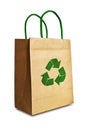 Brown shopping bag with recycle symbol