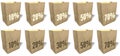 Brown shopping bags, totes, tote bags, natural, ecological paper material, sales slogans, print, Set 7