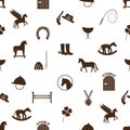 Brown simple horse theme icons seamless pattern eps10