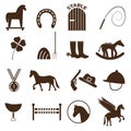 Brown simple horse theme icons set eps10