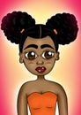 Brown skin girl cartoon illustration digital art Royalty Free Stock Photo