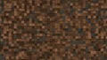 Brown small box cube random geometric background. Abstract square pixel mosaic illustration. Land block background. Fantasy Royalty Free Stock Photo