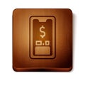 Brown Smartphone with dollar symbol icon isolated on white background. Online shopping concept. Financial mobile phone Royalty Free Stock Photo