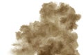 Brown smoke on white background. Brown dust particle exhale in the air Royalty Free Stock Photo