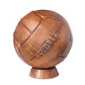 Brown soccer leather ball isolated on white background