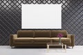 Brown sofa in a diamond pattern room Royalty Free Stock Photo