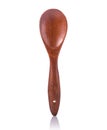 Brown spoon and fork made from palm wood. Studio shot isolated o Royalty Free Stock Photo
