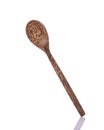 Brown spoon made from palm wood. Studio shot isolated on white Royalty Free Stock Photo