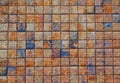 Brown square brick wall background, abstract background.