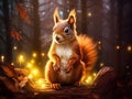 Ai Generated illustration Wildlife Concept of Brown Squirrel