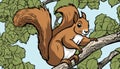 A brown squirrel sitting on a tree branch