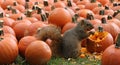 Brown Squirrel Snacking on Pumpkin Seeds