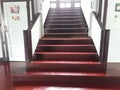 Brown stairway up the second floor, office building Royalty Free Stock Photo