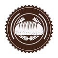 brown stamp with olive crown and bread in round frame Royalty Free Stock Photo