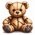 Brown Stitched Teddy Bear Toy on White Background Royalty Free Stock Photo