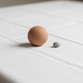 The brown stone has a textured surface while the pebble is smooth and round Royalty Free Stock Photo
